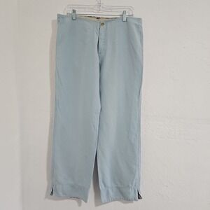 Womens Horny Toad Light Blue Linen Cotton Pants Size 10 Vacation Cruise Beach